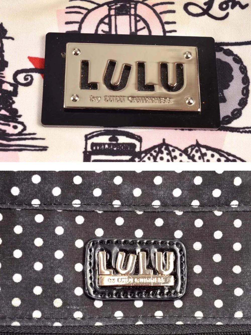 LULU GUINESS 'London Scenic' Black Vinyl & Fabric Tote & Coin Purse